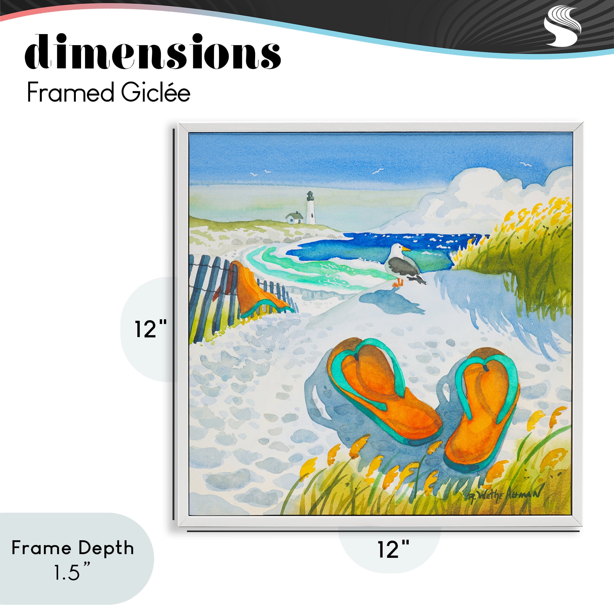 Stupell Industries Seagull & Flip Flops White Framed Giclee Art, design by Robin Altman
