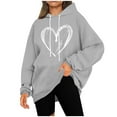 thumbnail image 6 of Lenago Women's Tops Casual Footprints Printing Raglan Long Sleeve Sweatshirt, Valentine's Day Blouse Gray#01 XXL, 6 of 6