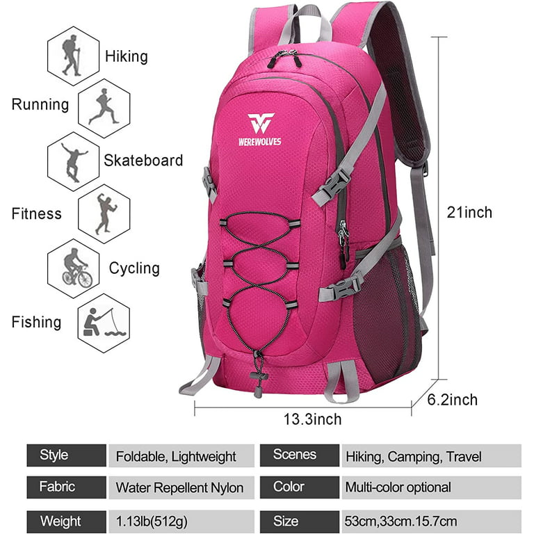 WEREWOLVES Hiking Backpack, Camping Backpack, 40L Waterproof Hiking  Daypack, Lightweight Travel Backpack 
