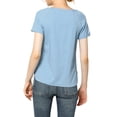 thumbnail image 3 of Unique Bargains Women's Raglan Sleeve Round Neck Tencel Denim Chambray Top Shirt L Light Blue, 3 of 7