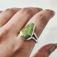 thumbnail image 5 of Green Copper Turquoise Ring, Natural Turquoise Ring, December Birthstone, Womens Ring, Coffin Ring, 925 Sterling Silver, Christmas, Handmade, Statement Jewelry, Coffin Shape Gemstone Ring, 5 of 6