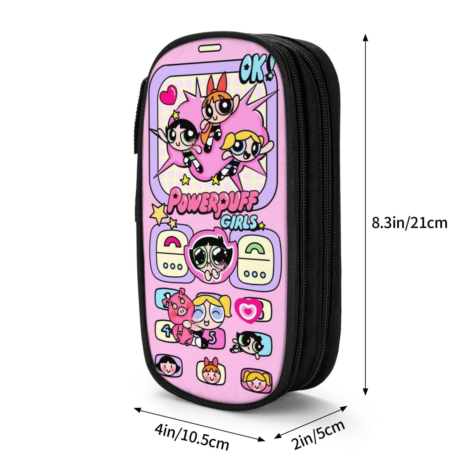 The Powerpuff Gi-rls Pencil Case Large Capacity Pencil Pouch Penbag Office Stationery Organizer Travel Makeup Bag Black
