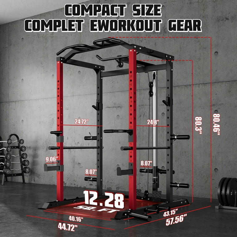 MITONOS Exercise Power Cage with Pull Up Bar,2000LBS Squat Rack