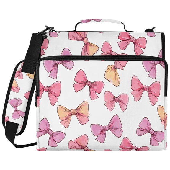 ALAZA Zipper Binder Cute Bows Pattern 2 inch 3 Ring 500 Sheet Capacity Trapper Keeper File Folder Organizer Bag