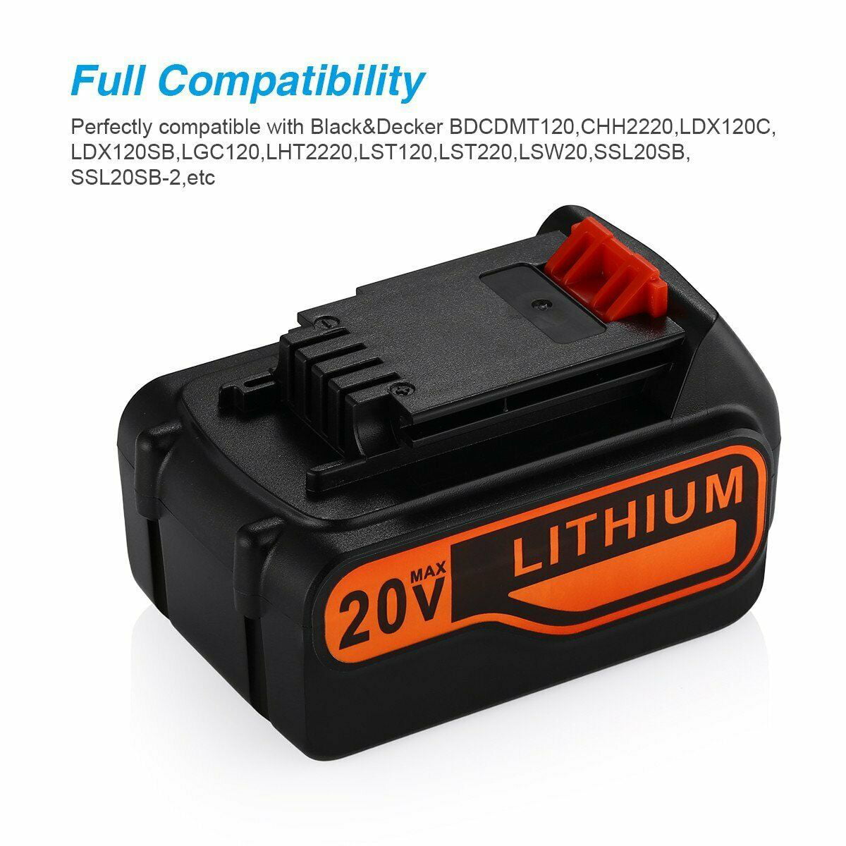 4.0Ah Battery For Black&Decker 20V 20 Volt Max Lithium Ion LBXR20 LB2X3020  LB20 