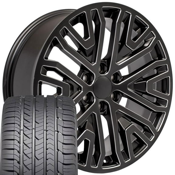 20x9 Wheel Fits GM Trucks & SUVs - Chevy Tahoe Style Black Chrome Rim, Hollander 5652