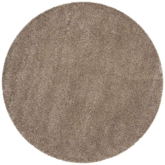 SAFAVIEH California Plush Solid Shag Area Rug, Taupe, 5'3" x 5'3" Round