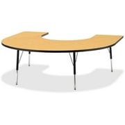 Jonti-Craft Berries Adult Black Edge Horseshoe Table - Black Oak Horseshoe-shaped, Laminated Top - Four Leg Base - 4 Legs - Adjustable Height - 24" to 31" Adjustment - 66" Table Top Length x 60"...