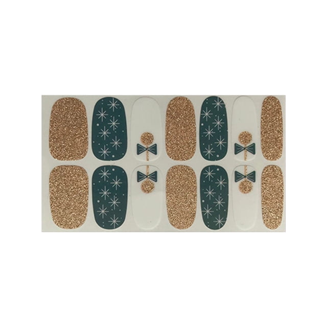 14 Sheets Christmas Full Wraps Nail Polish Sticker Glitter Manicure Kits for Nail Design