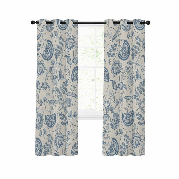 Spring Floral Blackout Curtains 54 Inches Long for Bedroom, Farmhouse Summer Botanical Vintage Thermal Insulated Room Darkening Black Out Window Curtain Panels Grommet Drapes for Living Room