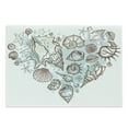 thumbnail image 1 of Nautical Cutting Board, Hand Drawn Seashells Scallop Starfish Whelk Ocean Underwater Life Theme, Decorative Tempered Glass Cutting and Serving Board, Large Size, Brown Warm Taupe Teal, by Ambesonne, 1 of 1