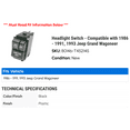 thumbnail image 2 of Headlight Switch - Compatible with 1986 - 1991, 1993 Jeep Grand Wagoneer 1987 1988 1989 1990, 2 of 2