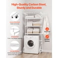 thumbnail image 6 of VEVOR Over Washer and Dryer Storage Shelf, 3 Tiers Laundry Room Drying Rack with Hanger Rod and Hooks, Single Row Adjustable Washer Shelves Space Saver, for Laundry Room Storage & Organization, White, 6 of 9