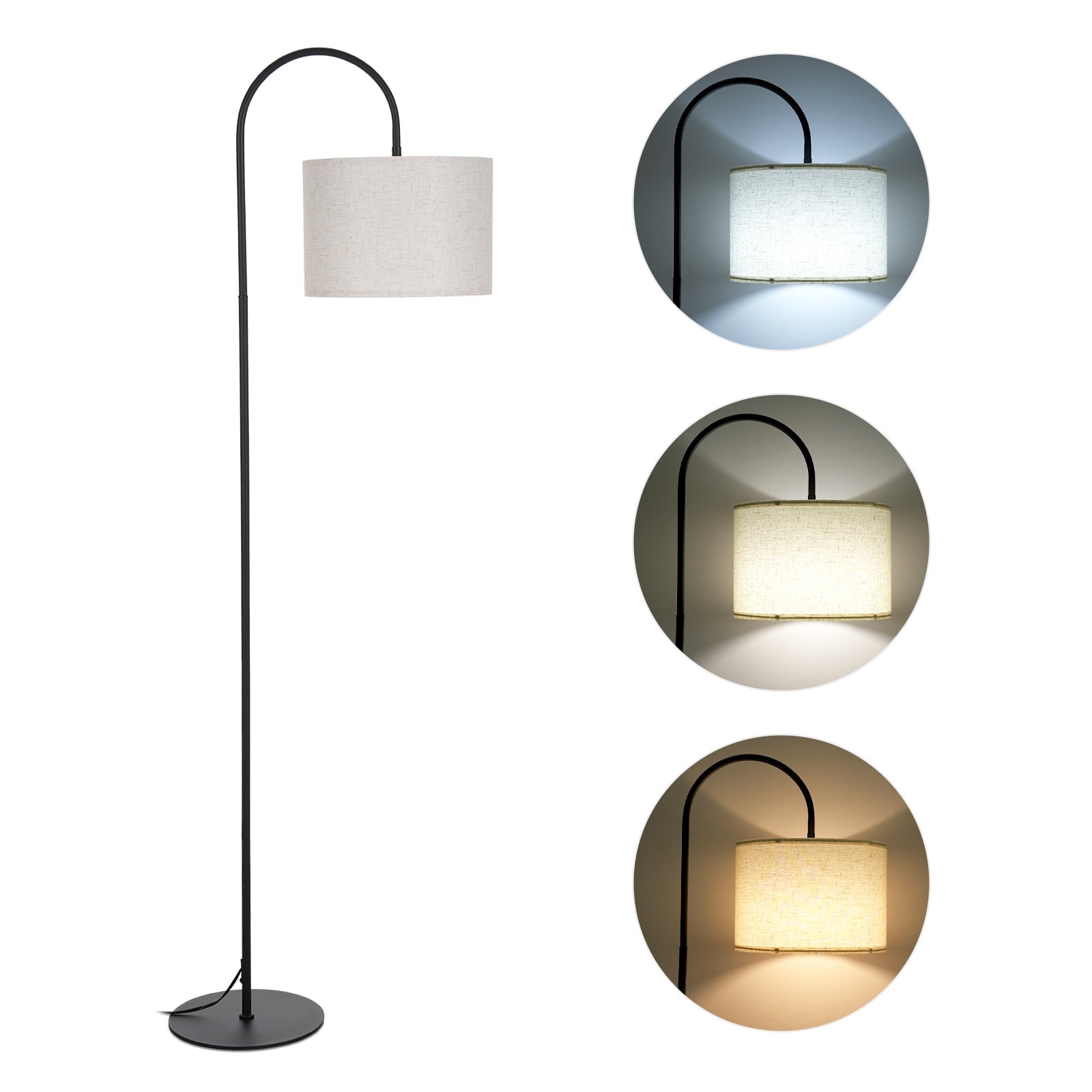 Floor Lamp for Living Room with 3 Color Temperature, Modern Standing Lamp Tall Pole Floor Reading Lamp for Bedroom, Study Room, Office, 12W Bulb Included