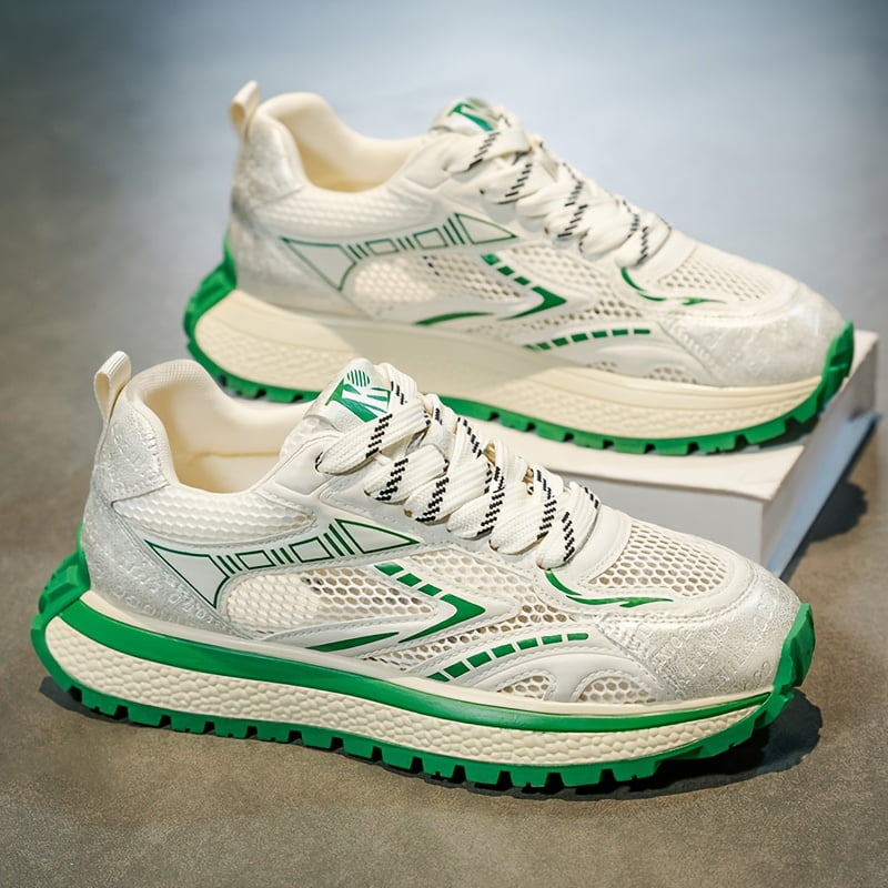 2026 All-Season Men'S Fashion Sneakers -  Low-Top Lace-Up Casual Shoes for Hiking, Outdoor & Daily Wear, Hiking Shoes, Modern Sneakers，Thick Cushioned PVC Sole, Breathable Fabric & Synthetic Upper