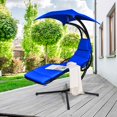 thumbnail image 4 of Costway Hanging Swing Chair Hammock Chair w/ Pillow Canopy Stand Navy, 4 of 10