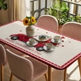 thumbnail image 3 of Red Valentine's Day Table Cloths for 3 Foot Rectangle Tables, Roses Truck Romantic Love Heart Truck Patio Waterproof Elastic Fitted Tablecloths, Washable Rectangular Table Cover for Camping, 3 of 8