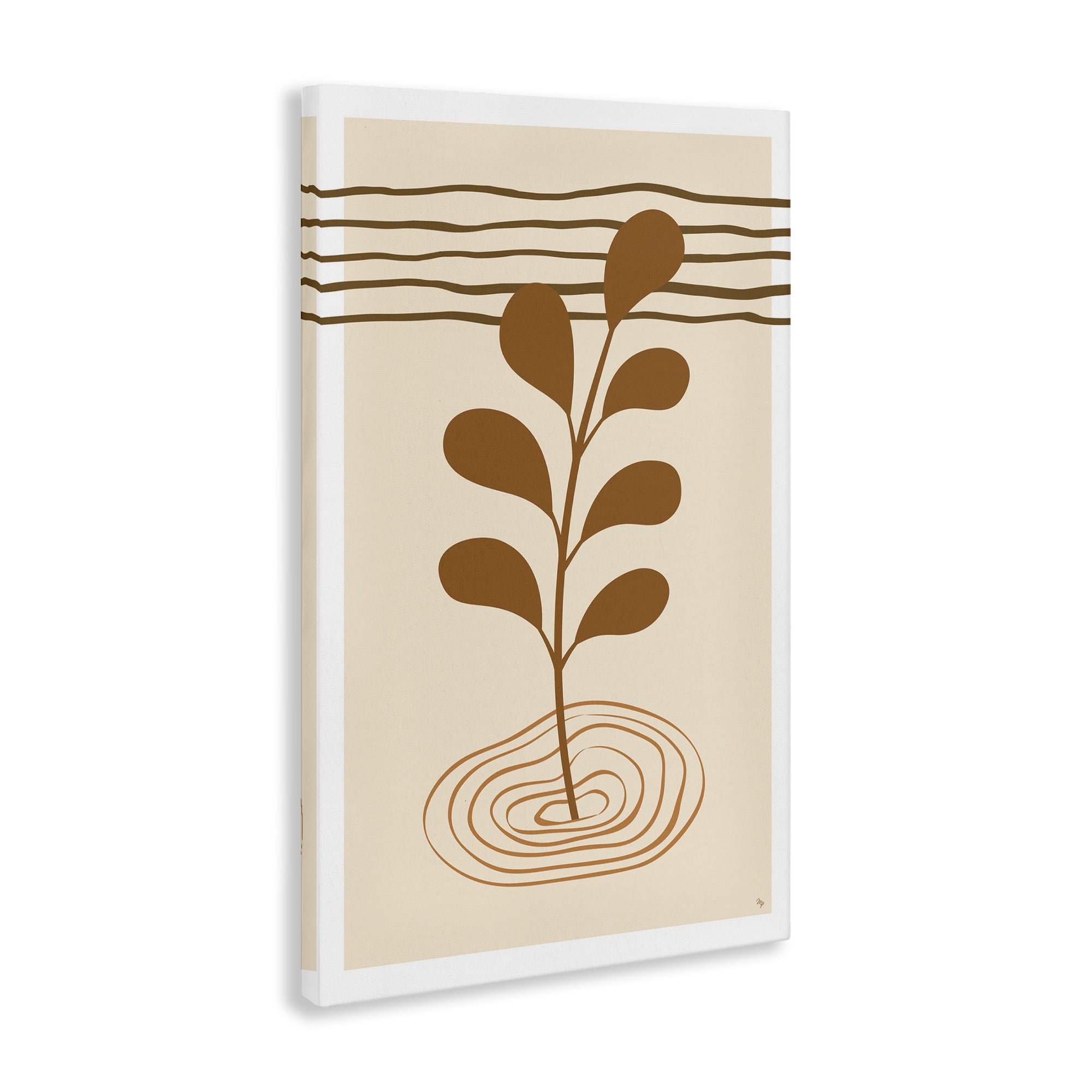 Stupell Industries Boho Leaf Sprig Botanical & Floral Painting Gallery Wrapped Canvas Art Print Wall Art, 24 x 36