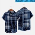 thumbnail image 1 of 2022 New Original Risk Free Wave Pattern 3D Printing Lapel Men's T-Shirt Top Hawaiian Beach Style, 1 of 5