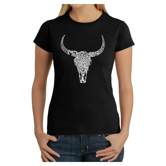 LA Pop Art Women's Word Art T-Shirt - Texas Skull
