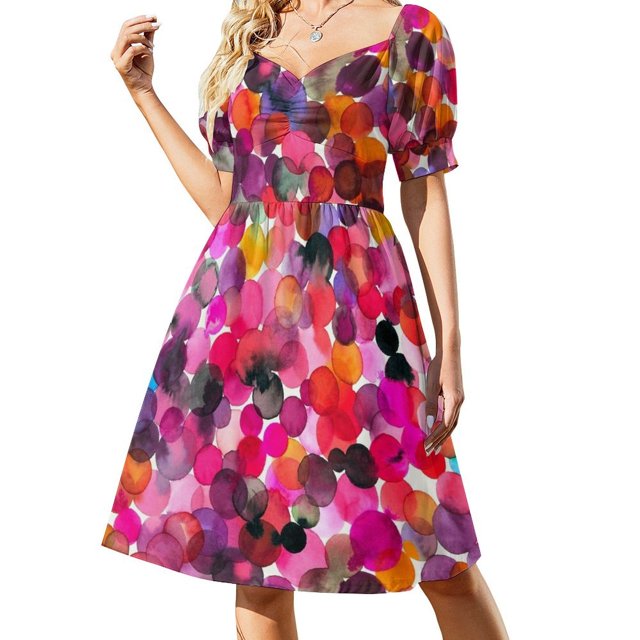 Vestido de manga corta con lunares de acuarela vestidos para eventos especiales vestidos para mujer 2025 Vestido