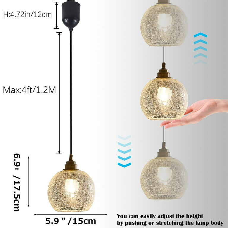FSLiving Height Adjustable Crack Glass Pendant Light H Type Track