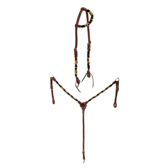 Horse Show Bridle Western Leather Beaded Sunflower One Ear 79AD01A