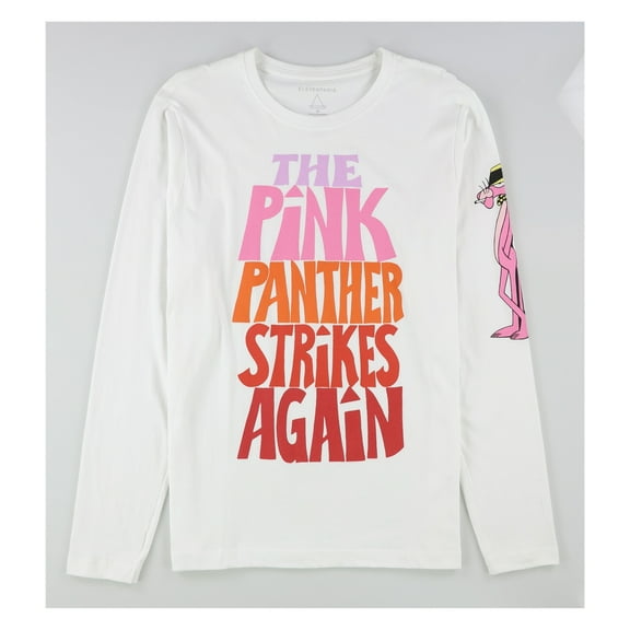 Elevenparis Mens Pink Panther Graphic T-Shirt, White, X-Large
