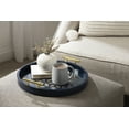 thumbnail image 6 of Kate and Laurel Caspen Glam Decorative Serving Tray, 15.5 Inch Diameter, Navy and Gold, Decorative Tray with Round Shape and Polished Gold Metal Handles for Storage and Display, 6 of 8