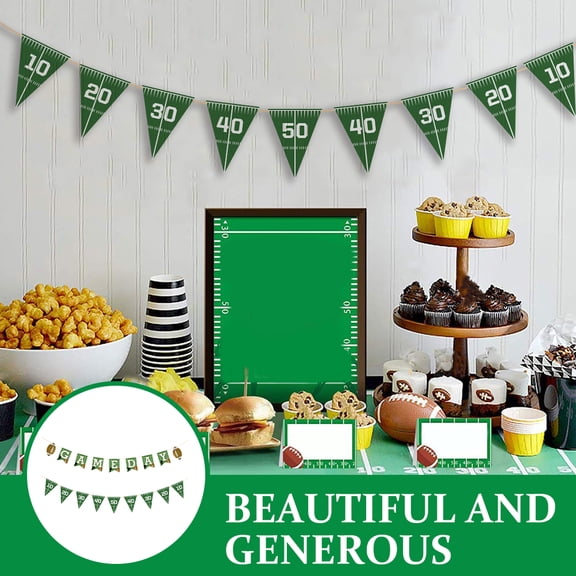 WRISTBIQUE 2pcs Football Bunting Banner in Assorted Colors, Sports-Themed Birthday Party Decoration