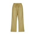 thumbnail image 5 of fnnxnal Women's Summer Capri Pants with Elastic Waist - Trendy 2025 Khaki Cotton Linen Length Leggings for Women - Dressy Casual Ladies Capri Pants in M Size, 5 of 5