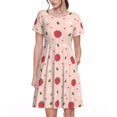 thumbnail image 1 of Bixox Robe d'Été à Manches Courtes pour Femmes Robe Ample Longueur Genou avec Poches-Fraise, 1 of 7
