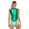 thumbnail image 3 of Raenseen Women Latin Dance Dress Performance Costume Masquerade Party Cocktail Fancy Dress Tassel Green XL, 3 of 9