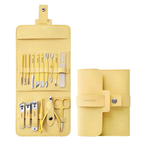 16-Piece Nail Care & Grooming Set — Stainless Steel Manicure & Pedicure Tool Kit