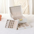 thumbnail image 6 of Unique Bargains 3 Layer Jewelry Box PU Leather Jewelry Organizer Case Storage Holder White, 6 of 8