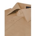 thumbnail image 4 of Men's Slim Fit Button Up Long Sleeve Solid Dress Shirt - Khaki - L (16-16.5) 32/33 sleeve, 4 of 5