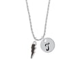 thumbnail image 2 of Delight Jewelry Silvertone Black Lightning Bolt Silvertone Script Initial Disc - T - Charm Necklace, 20"+3", 2 of 4