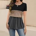 thumbnail image 5 of Youmylove Maternity Summer Short Sleeve V Neck Color Block Tops T Shirt For Breastfeeding Womens Nursing Tshirts Soft Cozy Blouse, 5 of 7