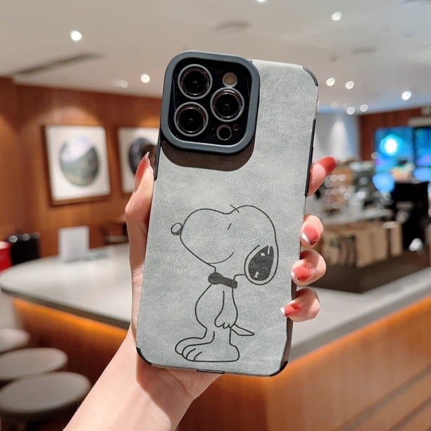 Funda De Cuero Con Textura De Gamuza Snoopy Compatible Con iPhone 14 13 12 11 Pro MAX XS XR X 7 8 Plus SE Blanda Antideslizante Para Teléfono