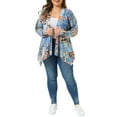 thumbnail image 6 of Agnes Orinda Women's Plus Size Cardigans Leopard Floral Printed Open Front Lightweight Jacket Fall Knit Cardigan 3X Blue, 6 of 8