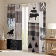thumbnail image 2 of Horse Curtains & Drapes, Western Farmhouse Windmill Curtains Rustic Cabin Decor, Southwestern Cowboy Horseshoe 30%-50% Blackout Curtains, Grid Plaid Patchwork Window Curtains 52"Wx84"L, 2 of 5