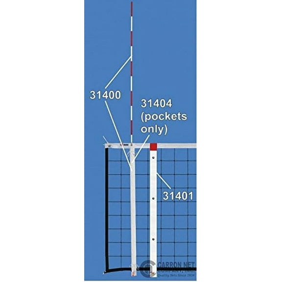 Carron Volleyball Net Herculite Marking Tape - White Vinyl Tape with snap Fasteners to Define Court Boundaries.