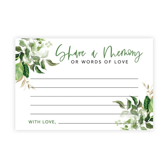 Koyal Wholesale Share a Memory Cards, Greenery Stems Cards for Wedding, Baby Life Memories, 4" x 6", 52-Pk
