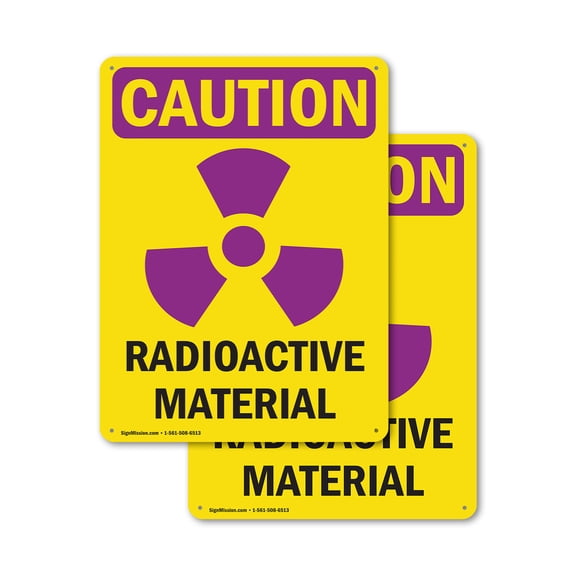 (2 Pack) Radioactive Materials With Symbol OSHA Caution Radiation Sign 10 Inch X 14 Inch Indoor / Outdoor Rust-Free Aluminum Metal Signs for Workplace, Workshop, and Construction Site,