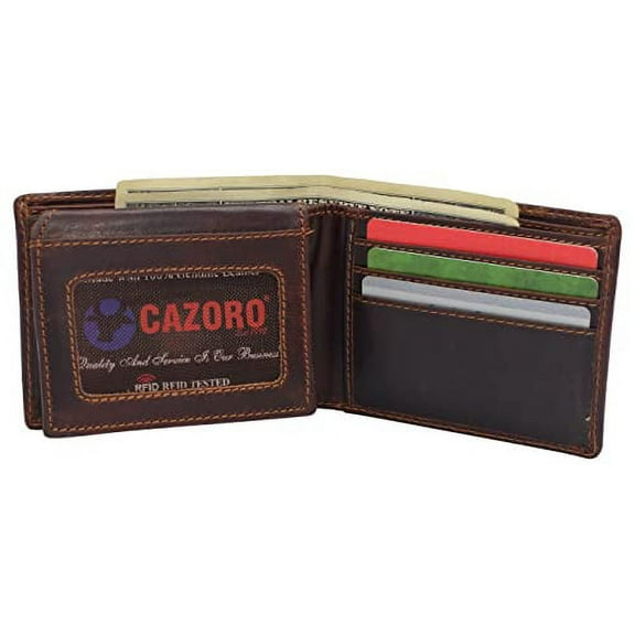 Men's Real Vintage Leather RFID Blocking Bifold Wallet Stylish Anti Theft Security With ID Window