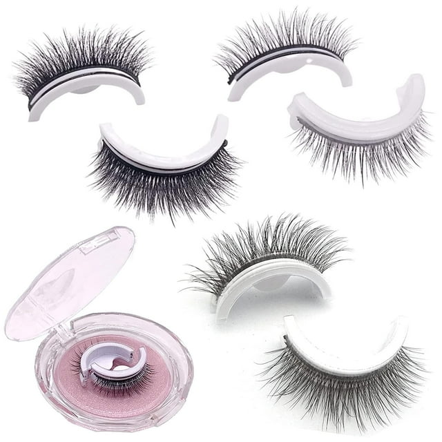 Cils Auto-Adhésifs Réutilisables à Point Rigide, Cils à Point Rigide, Cils à Presser, Cils Magnétiques Auto-Adhésifs Aspect Naturel Sans Colle (3 Pcs)