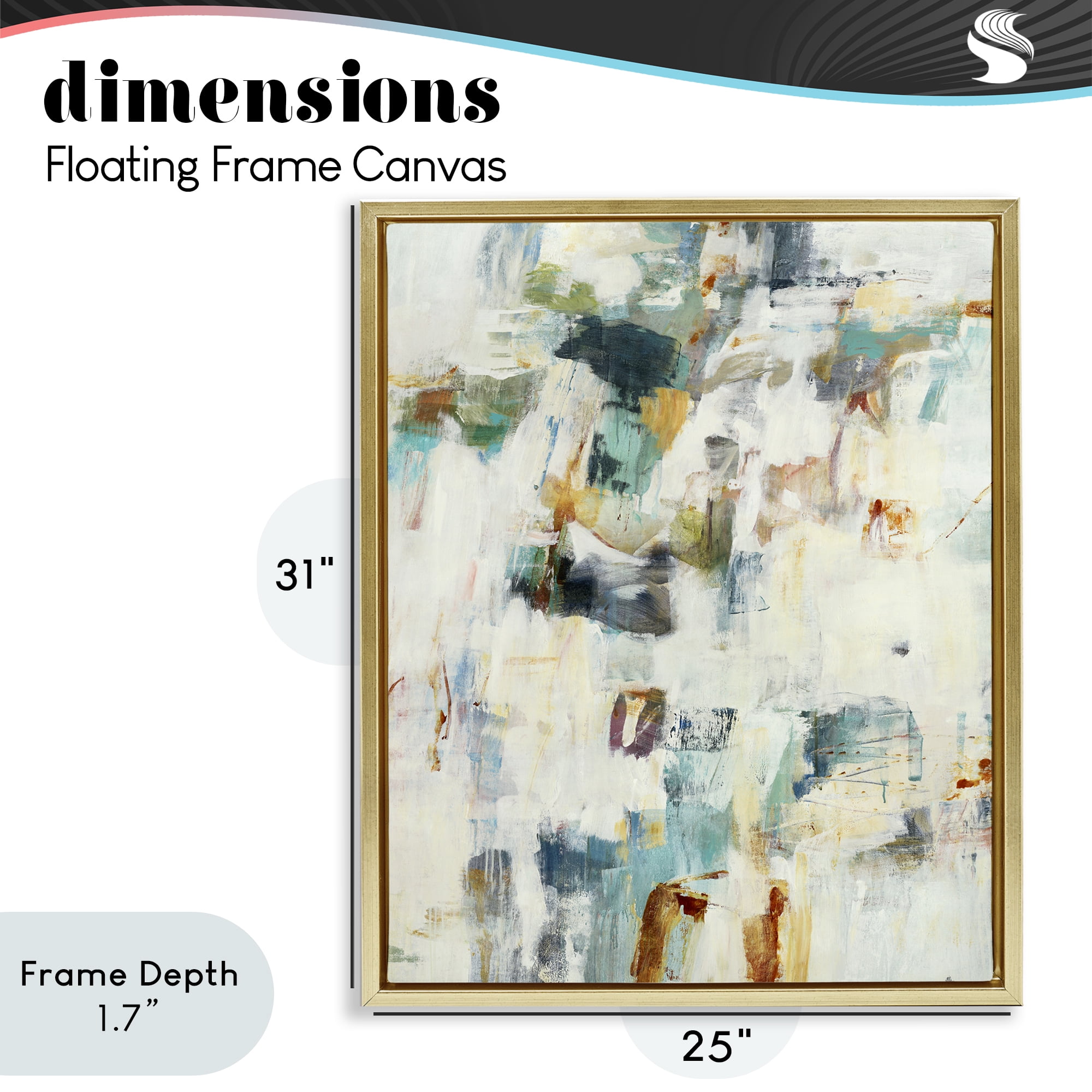 Stupell Industries Expressive Chaos Layers Gold Framed Floater Canvas Wall Art, design by Lisa Ridgers