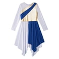 thumbnail image 5 of iiniim Long Sleeve Praise Dance Dress for Girls Metallic Liturgical Worship Asymmetrical Church Robe Tunic Blue 16, 5 of 7