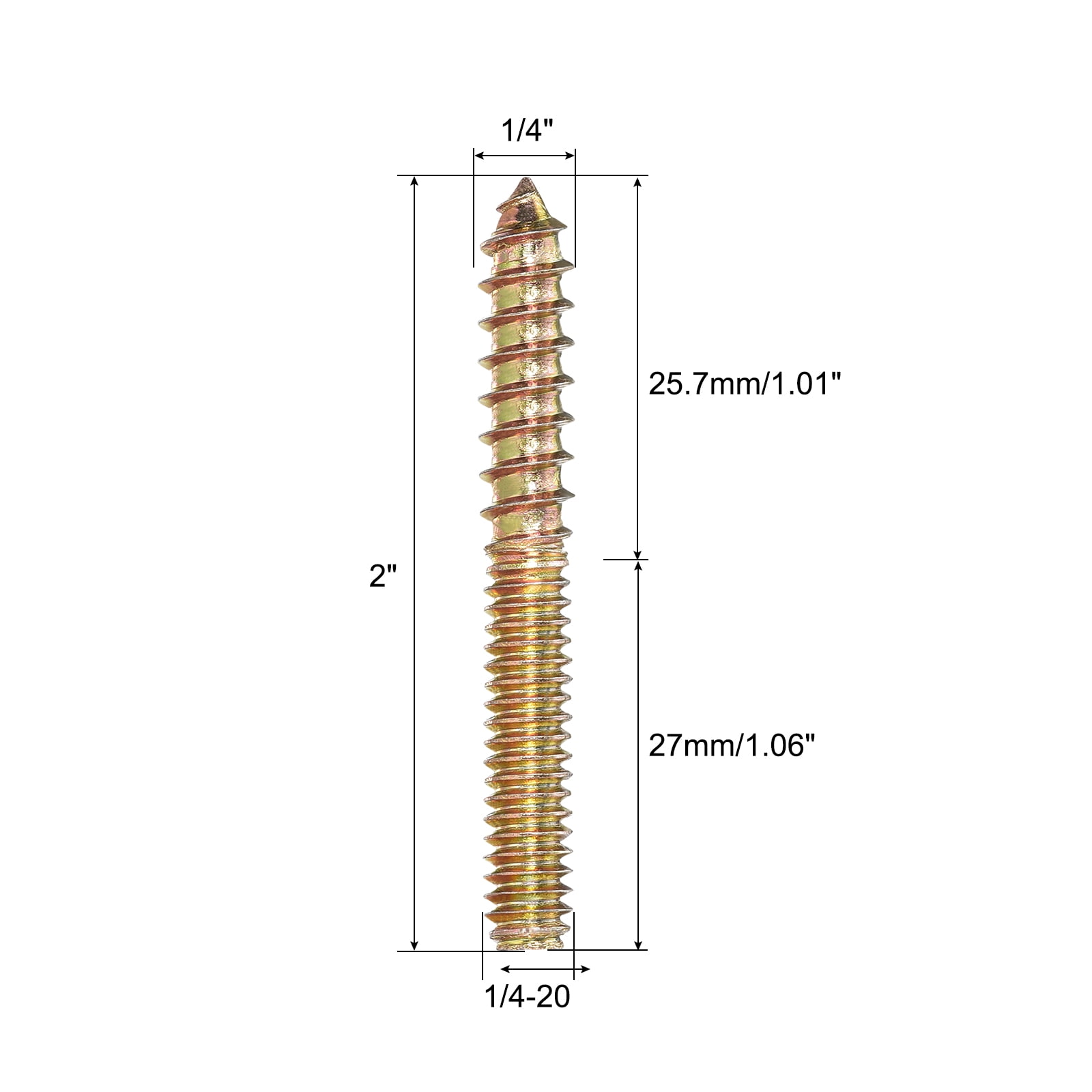 Unique Bargains Hanger Bolt Double Head Dowel Screw for Furniture 2"