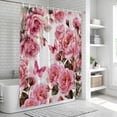 thumbnail image 6 of Pink Roses Shower Curtain, Waterproof Shower Curtains for Bathroom, Spring Floral Elegant Pastoral Butterfly Washable Fabric Bathtub Curtain Set Bath Decor with 12 Hooks Stall 36"x72", 6 of 8